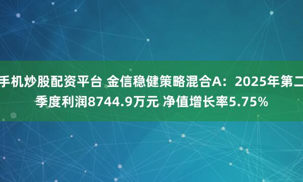 手机炒股配资平台 金信稳健策略混合A：2025年第二季度利润8744.9万元 净值增长率5.75%